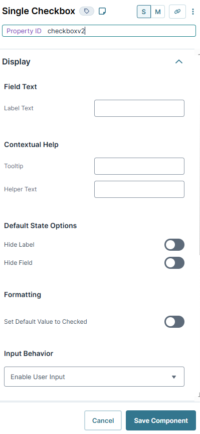 A static image displaying the Intl Phone Number component's Display settings.